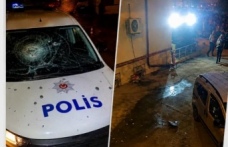 Arsin’de polis araçlarının üzerine drone düştü