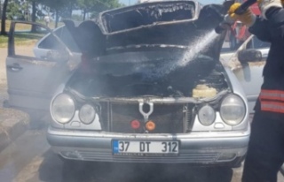 Ortahisar da araç yangını.