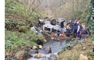 Şalpazarı'nda dereye uçan otomobilde iki kişi yaralandı