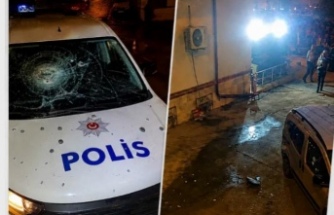 Arsin’de polis araçlarının üzerine drone düştü