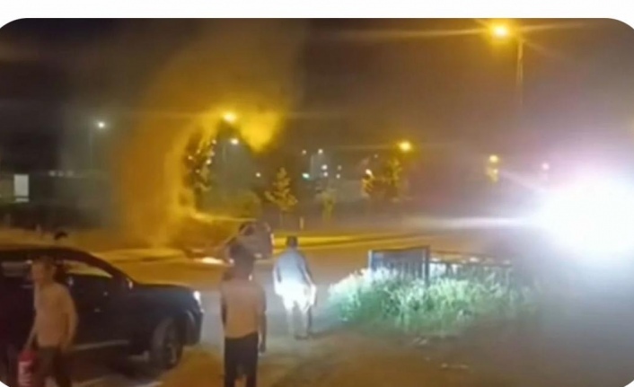 Araklı’da Araç Yandı
