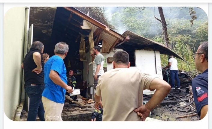 Şalpazarı’nda yangın 1 yaralı.