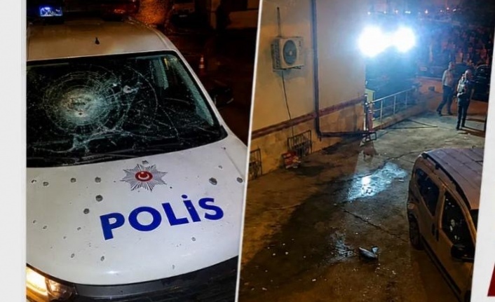 Arsin’de polis araçlarının üzerine drone düştü